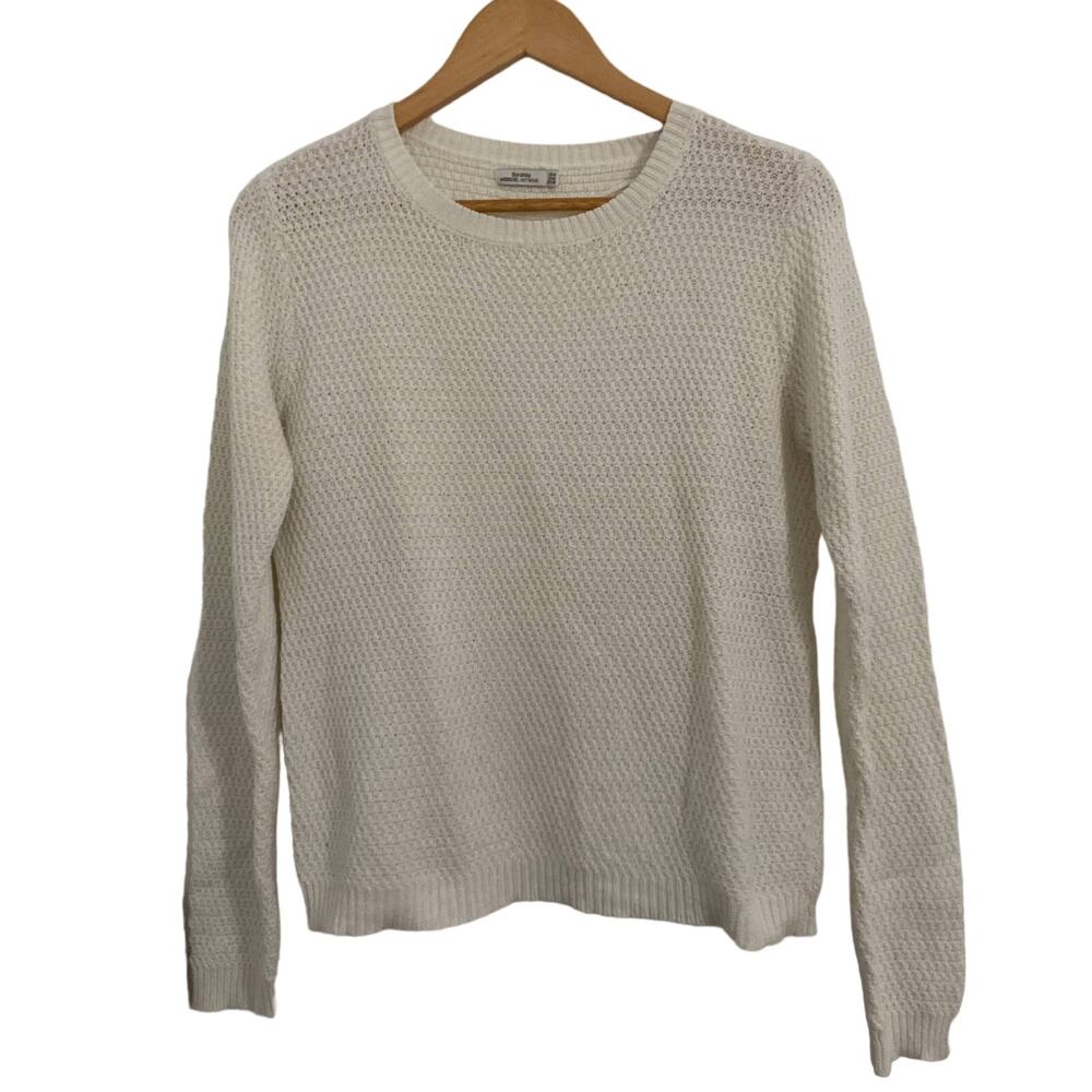 Bershka Knitwear Sweater with Zipper on Shoulder White Size Medium